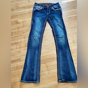 Rock Revival Size 25 Ferry Mid Rise Boot Dark Wash Jean